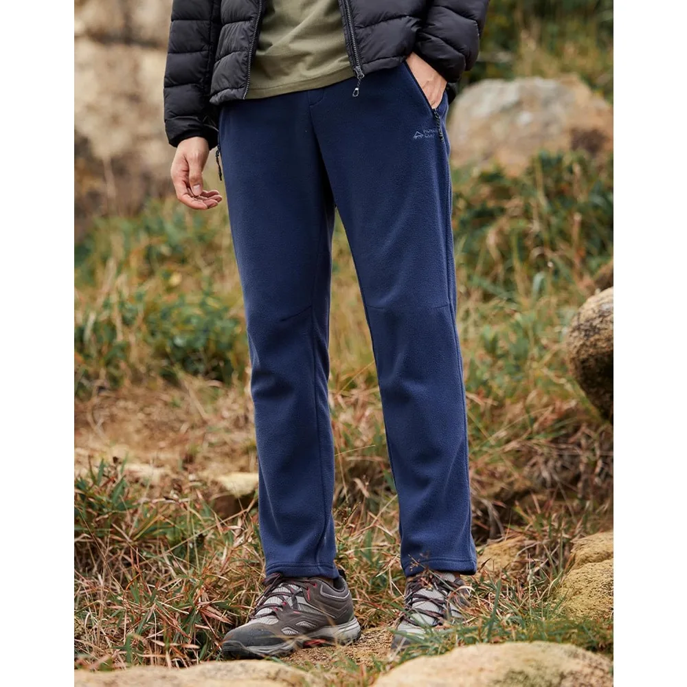 Pioneer Camp Men's Polar Fleece Pants Lightweight Comfy Lounge Joggers Thermal Winter Track Sweatpants with Zipper Pockets