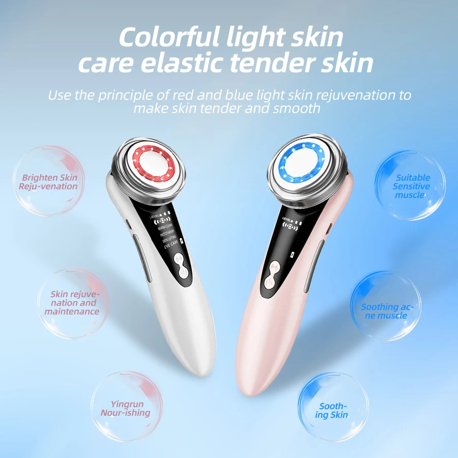 EMS Facial Massager LED Lichttherapie Sonic Ion Trillingen Huidverstrakking Gezicht Lifting Anti Rimpel Schoonheid Apparaat Huidverzorging Tool