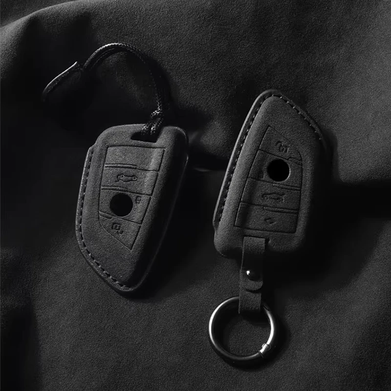 

Suede Faux Leather Car Key Case Cover For BMW X1 X3 X5 X6 X7 1 3 5 6 7 Series G20 G30 G11 F15 F16 F20 G01 G02 Keychain Protector