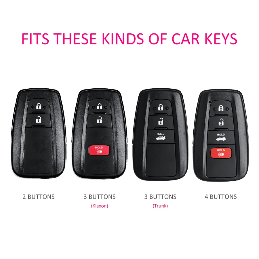 2x Silicone Car Smart Key Fob Cover Case Holder Keychain For Toyota Camry RAV4 Avalon Prius Corolla C-HR Mirai LC150 4Runner