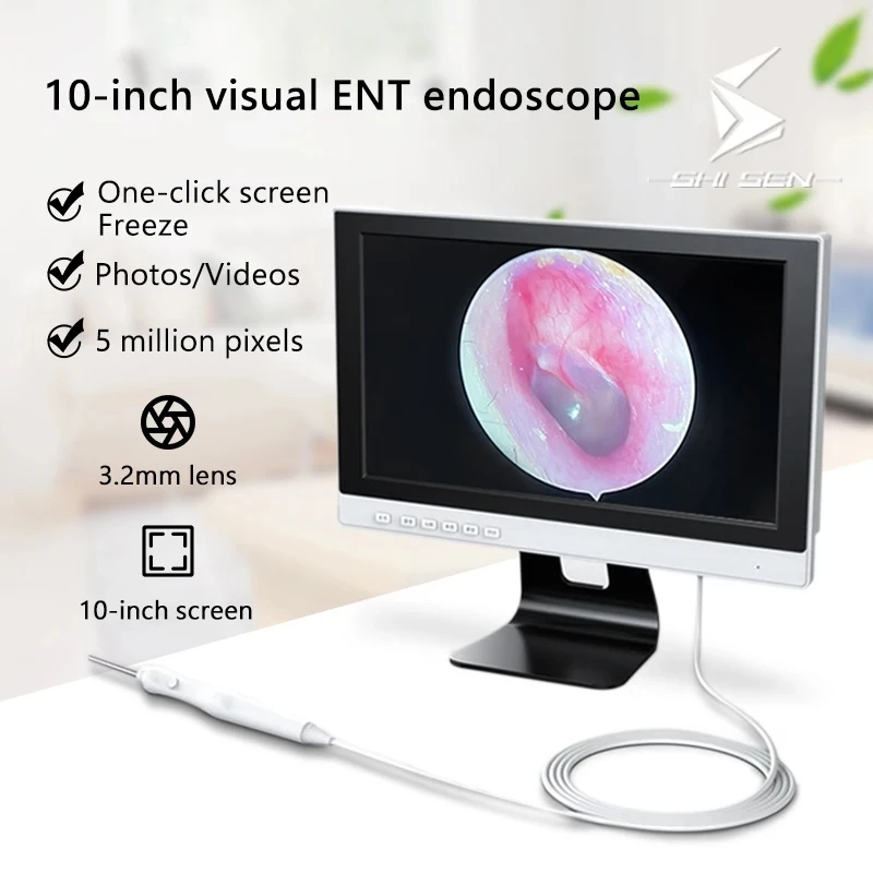

10inch Digital Otoscope Cleaning Camera 3.2/3.9mm HD 1080P Visual Ear Picker Camera Ear Mouth and Nose Inspection Tools With 32G