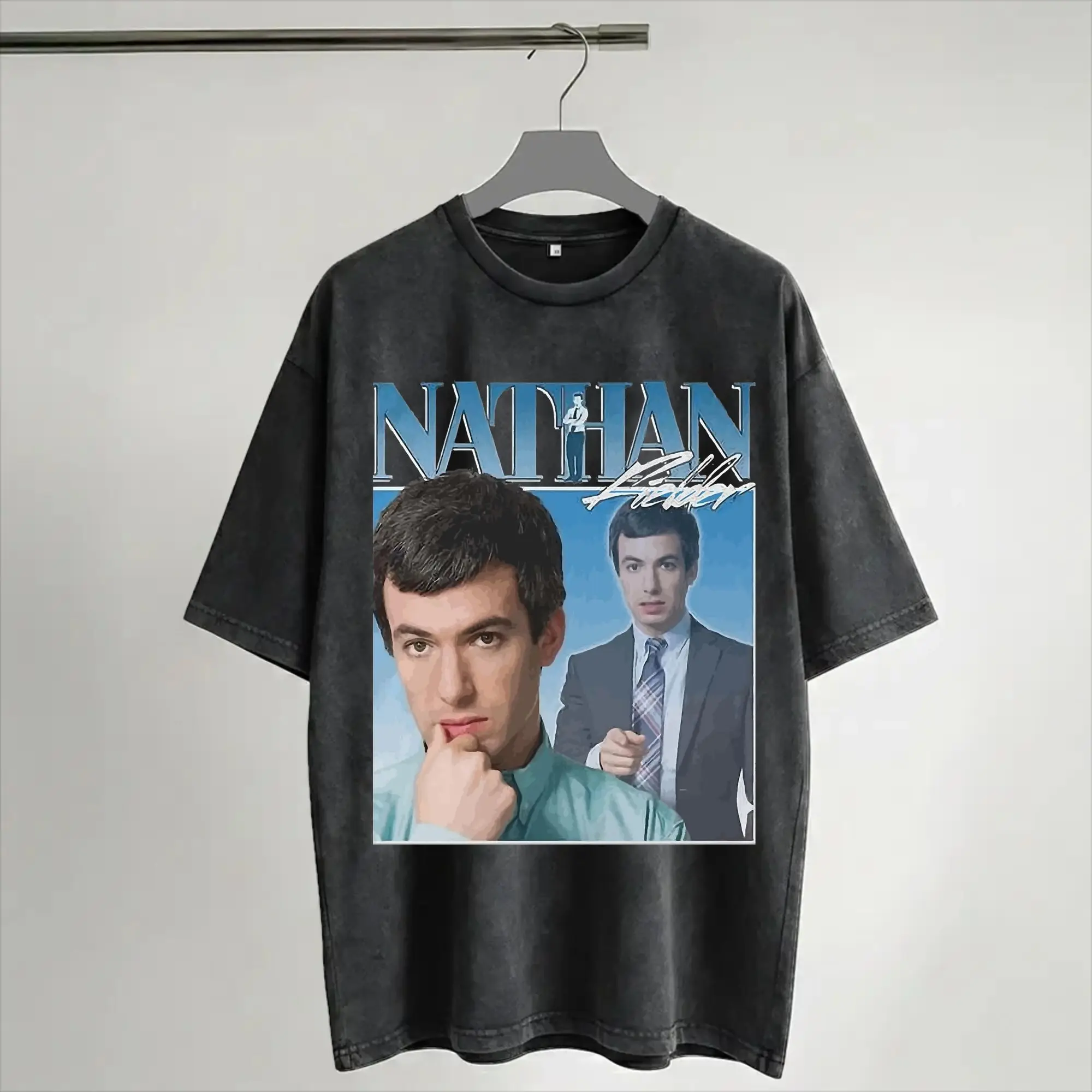 Harajuku Washed Shirts Nathan Fielder 90s Vintage  Merch Vintage T-Shirts High Street  Streetwear Short Sleeve Summer Tee Shirt