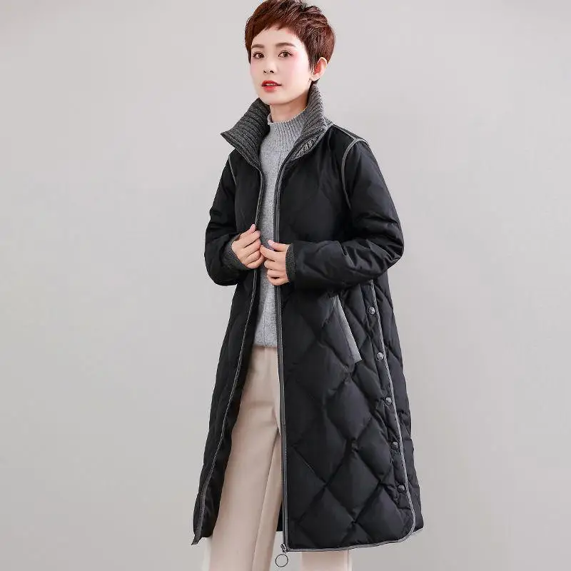 Thickened Women\'s Mid-length Cotton Padded Coat Loose Over-the-knee Padded Jacket Large Size Warm Coat Winter Korean Fashion