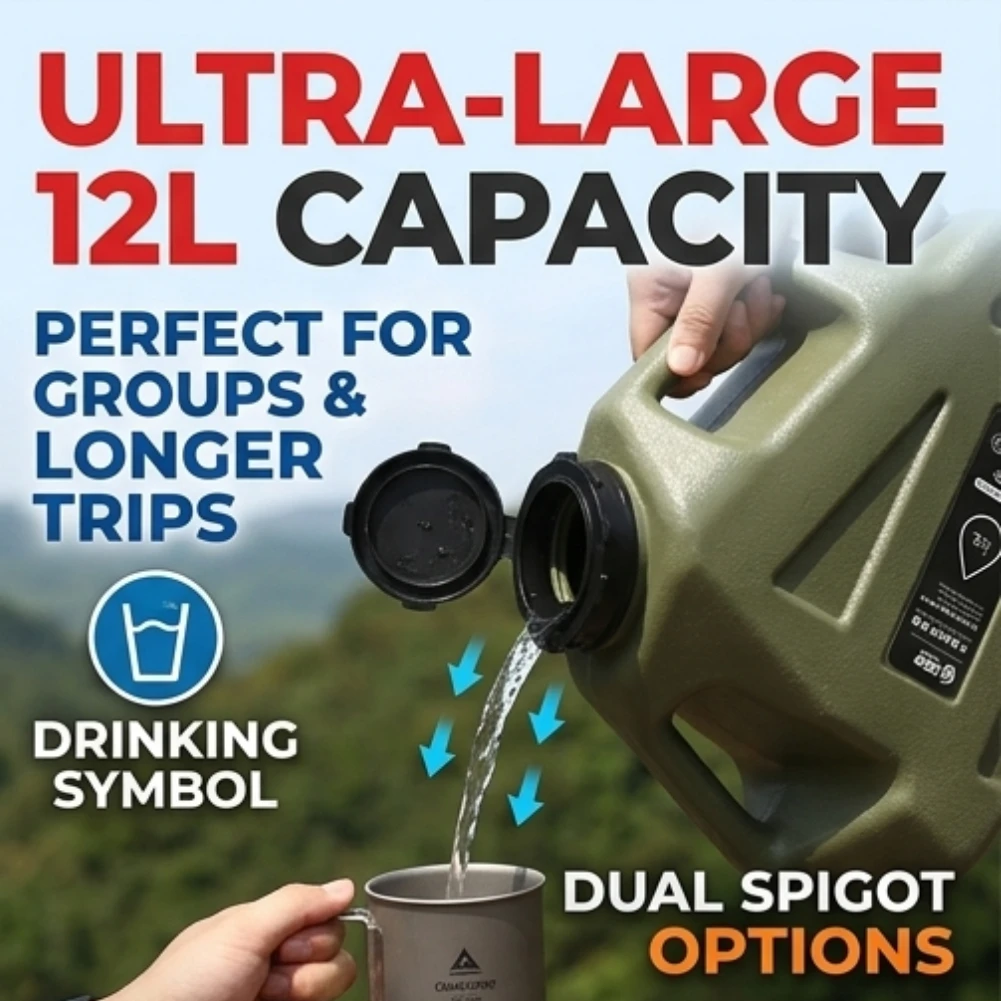 

12L Outdoor Water Storage Bucket Food Grade PE Portable Camping Water Container with Spigot Large Capacity Tank for Car 2026