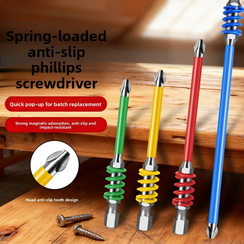 1PC Spring Screwdriver Bits Magnetic PH2 Driver Screw Anti-slip 60/90/110mm 1/4'' Hex Shank Drill Head Electric Repair Tool