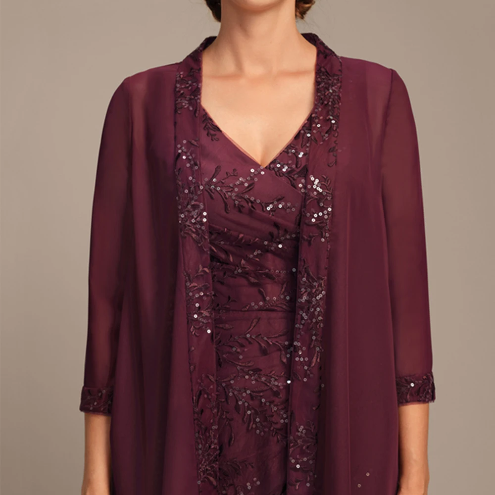 Simple Burgundy Mother of the Bride Dresses Exquisite Wedding Party Gowns Zipper Back 3/4 Sleeve New 2025 Vestido De Customized