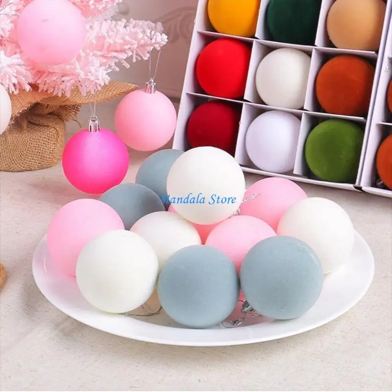 

U2JC 12 шт., мягкие фетровые рождественские сферы, орнамент, нежный праздничный флокирующийся рождественский шар для украшения и