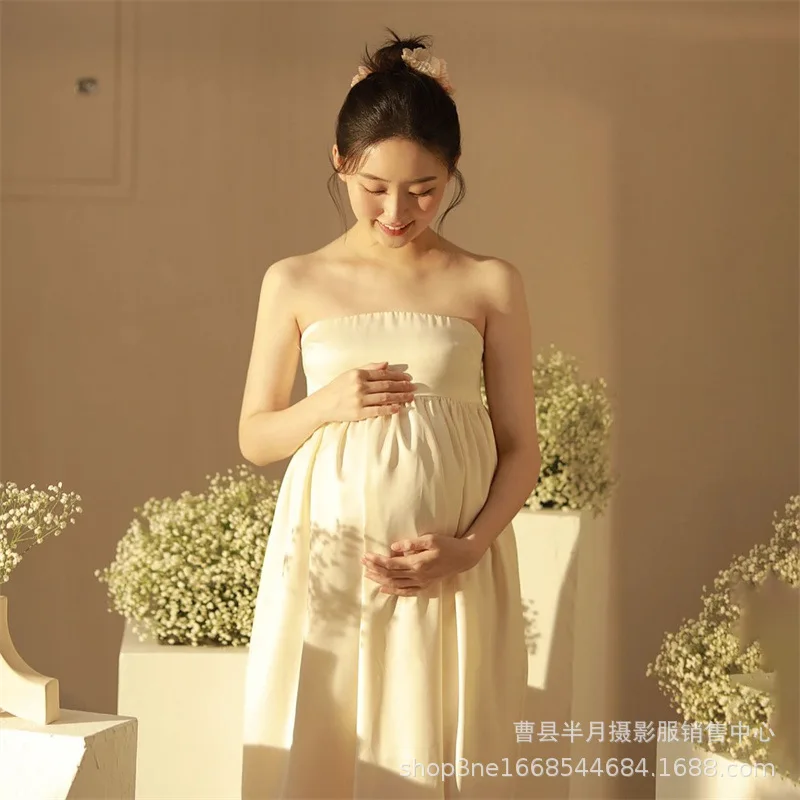

Sexy Maternity Dresses Baby Shower Long Pregnancy Dress Photography Props Split Front Pregnant Women Maxi Gown For Photo Shoots