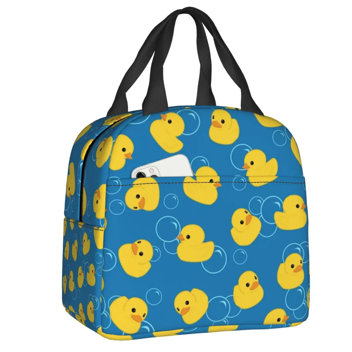 Custom Rubber Duckie Resuable Lunch Box Women Multifunction Cartoon Animal Pets Thermal Cooler Food Insulated Lunch Bag Work