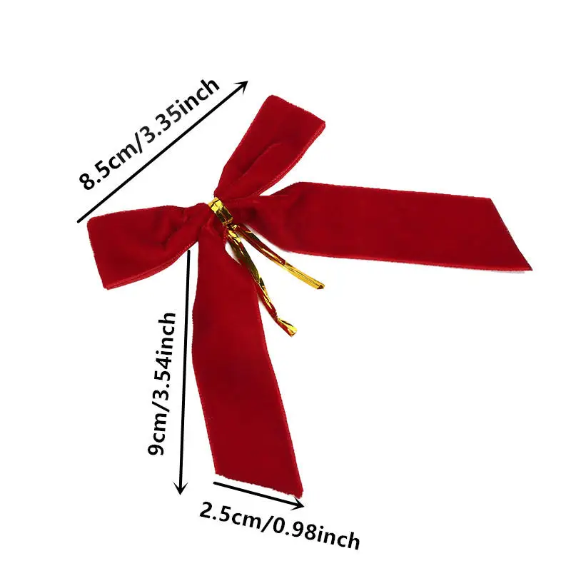 10/20 قطعة الأقواس المخملية لشجرة عيد الميلاد ديكور إكليل جارلاند المخملية القوس مع تويست التعادل عيد الميلاد المخملية الانحناء عطلة عيد الميلاد #4