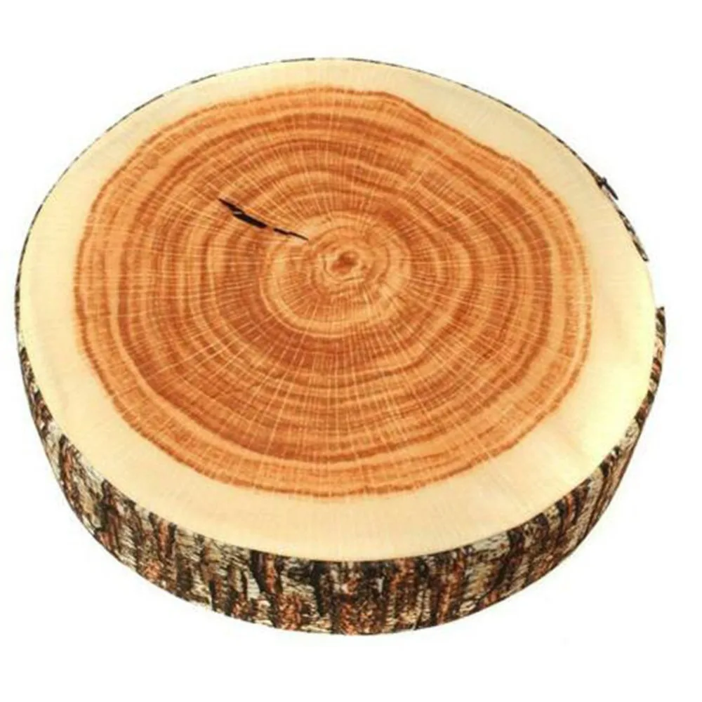 Material Tree Log Pillow PP Cotton Filled Soft Texture Stump Cushion Realistic Wood Grain Round Floor Cushion For Women