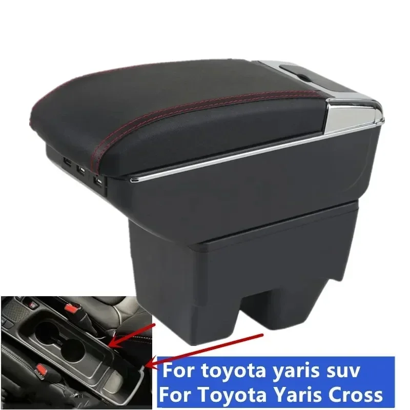 

NEW For Toyota Yaris Cross Armrest box for toyota yaris suv car armrest storage Retrofit USB charging Ashtray Car Accessories