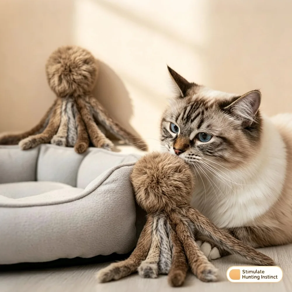 Artificial Rabbit Fur Cat Toy Soft Plush Prey Interactive Toy Stimulate Hunting Kitten Play Toy For Relief Boredom Pet Supplies