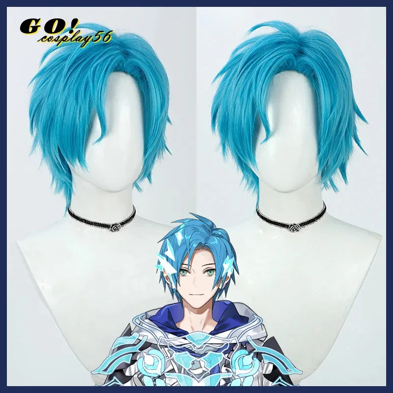Парик для косплея TEMPUS Regis Altare, Holostars, английский EN YouTuber, боковая часть, синие короткие волосы, виртуальный идол, ролевая игра, Vtuber Headw