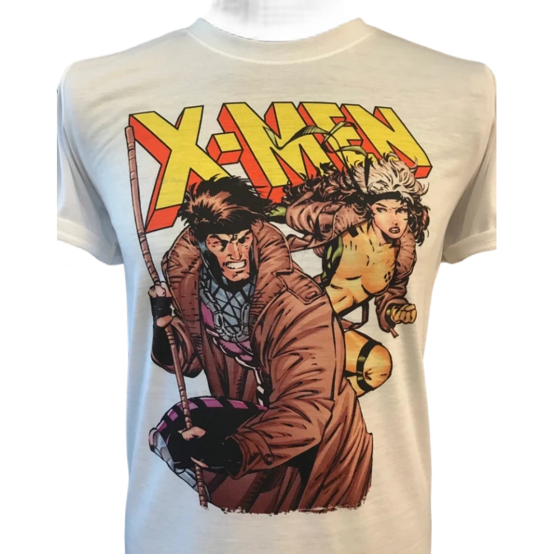 Gambit And Rogue X-Men Animated Male & Female Oversize 100% Cotton Men\'s T-Shirt