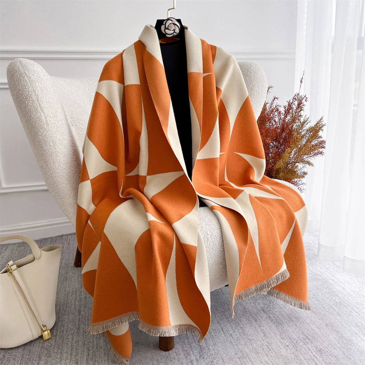 

New Winter Shawl Scarves Wrap 2025 Design Cashmere Scarf Women Warm Fashion Pashmina Femal Poncho Neckerchief Echarpe Bandana