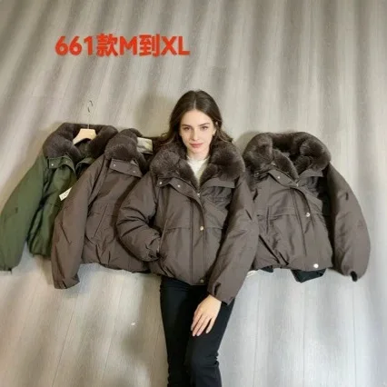 Elegant Fur Patchwork Women's Jacket Loose Full Sleeve Warm Zipper Lapel Jackets Female Autumn Winter Thicken Outwear Lady