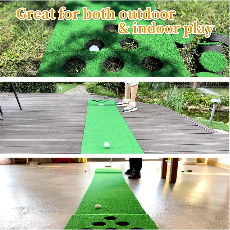 Aangepaste Mini Golfbaan Oefenen Buiten Binnen Putting Green Kunstgras Putting Mat 12-gaats Golfmat Spelset