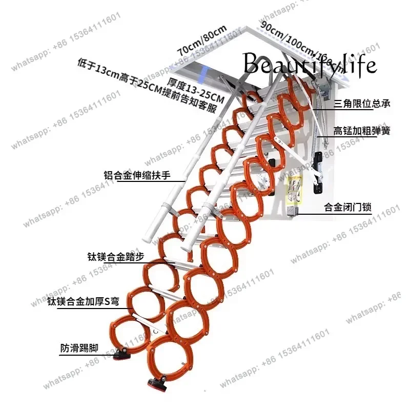 yj15 Thickened silent electric manual two options attic telescopic staircase, fully automatic, invisible indoor telescopic