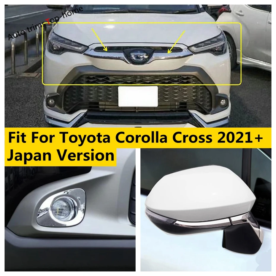 

ABS Rearview Mirror Middle Grill Racing Strips Front Fog Light Cover Trim Fit For Toyota Corolla Cross 2021 - 2024 Japan Version