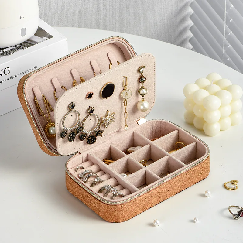 

Retro Jewelry Box Travel Portable Rings Necklaces Storage Case Removable Jewelry Storages Boxes Woman Trinkets Organizer Cases