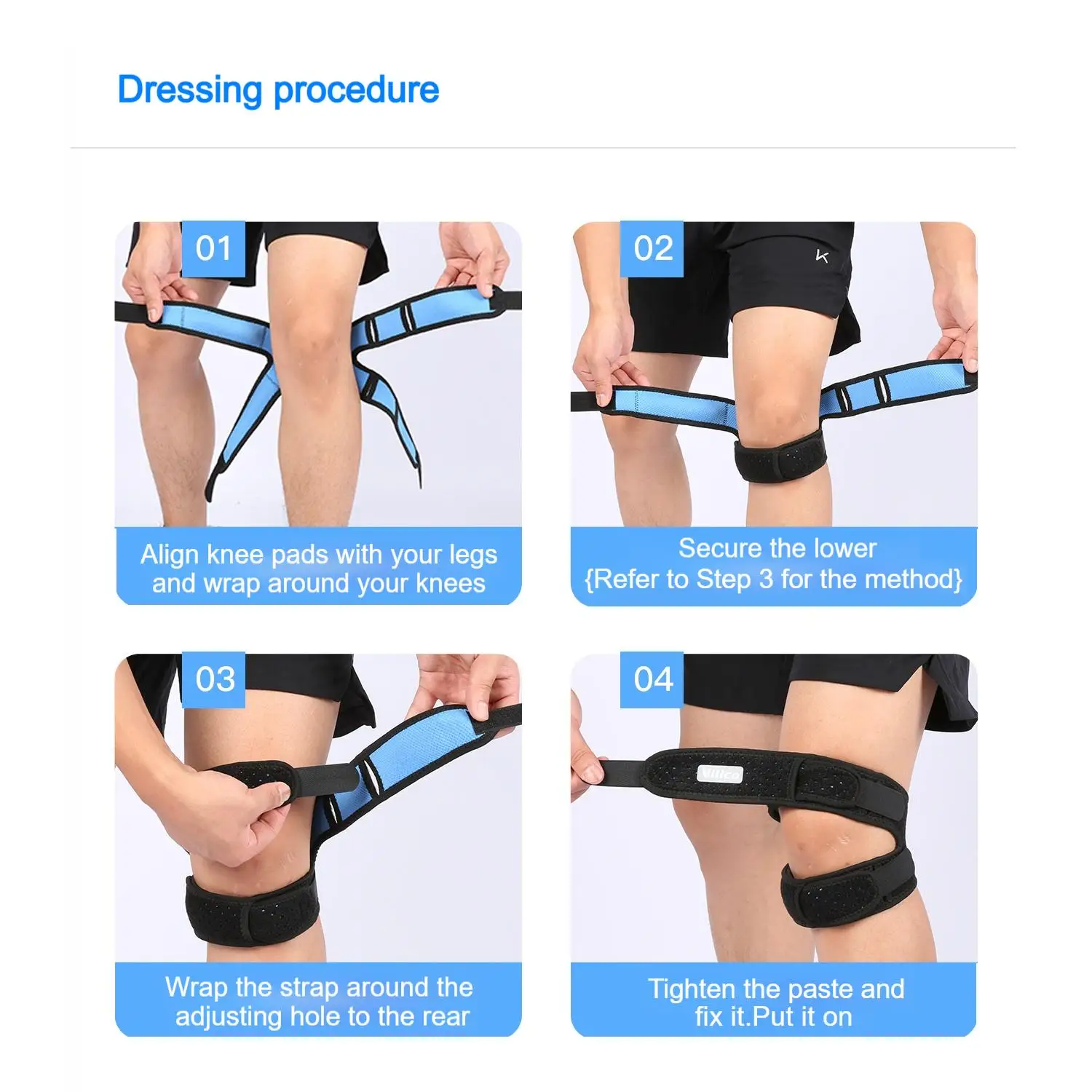 1PC Pressurized Knee Wrap Sleeve Support Bandage Pad Elastic Braces Knee Hole Kneepad Safety Basketball Tennis Cycling Knee Pads view 6