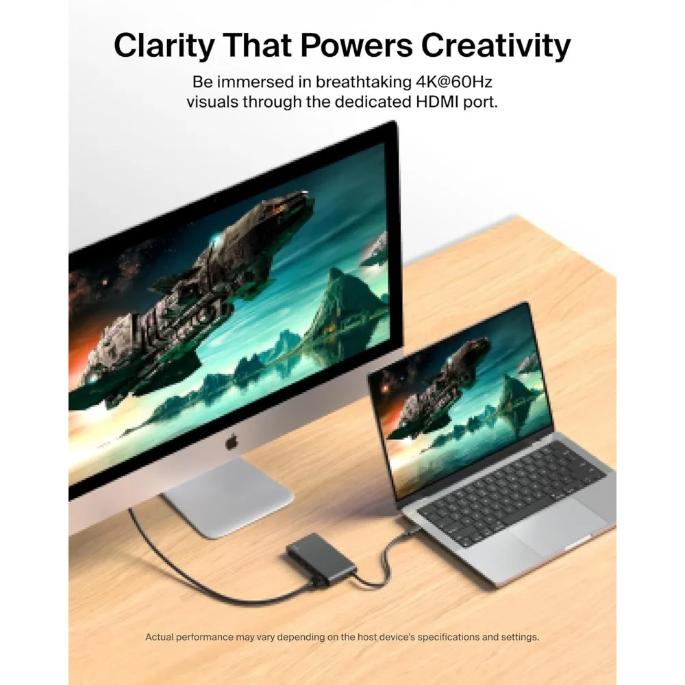 Hub USB C de 5 puertos con 4K HDMI, 100 W PD, transferencia de datos de 10 Gbps para MacBook, iPad Pro y más