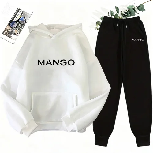 Imagen 2 del producto 2025 nueva tendencia sudadera y pantalones de chándal para mujer conjunto de 2 uds moda informal urbana chándal con capucha Otoño Invierno Sudadera con capucha trajes para correr