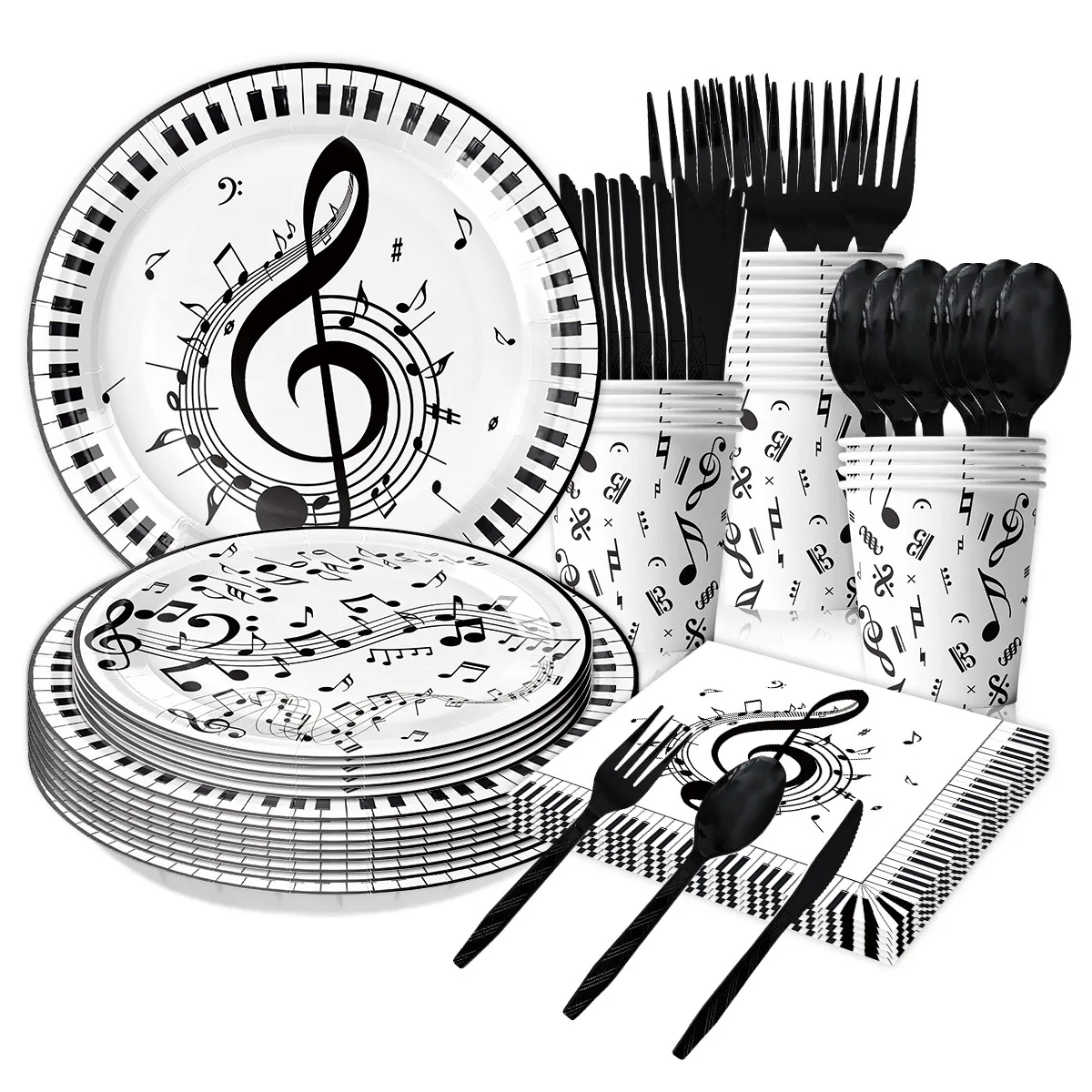 New Music Festival Theme Melody Notes Plate Cup Napkins Party Decoration