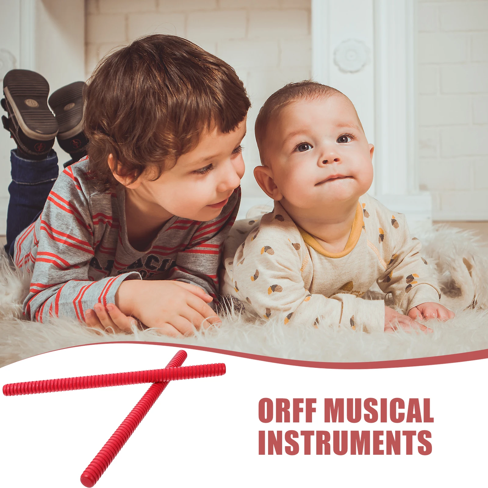 2 ชิ้น Rhythm Sticks สีแดงสดใสเด็กเครื่องดนตรีไม้ของเล่นปลอดภัยเด็กการศึกษาเครื่องมือมือสมอง