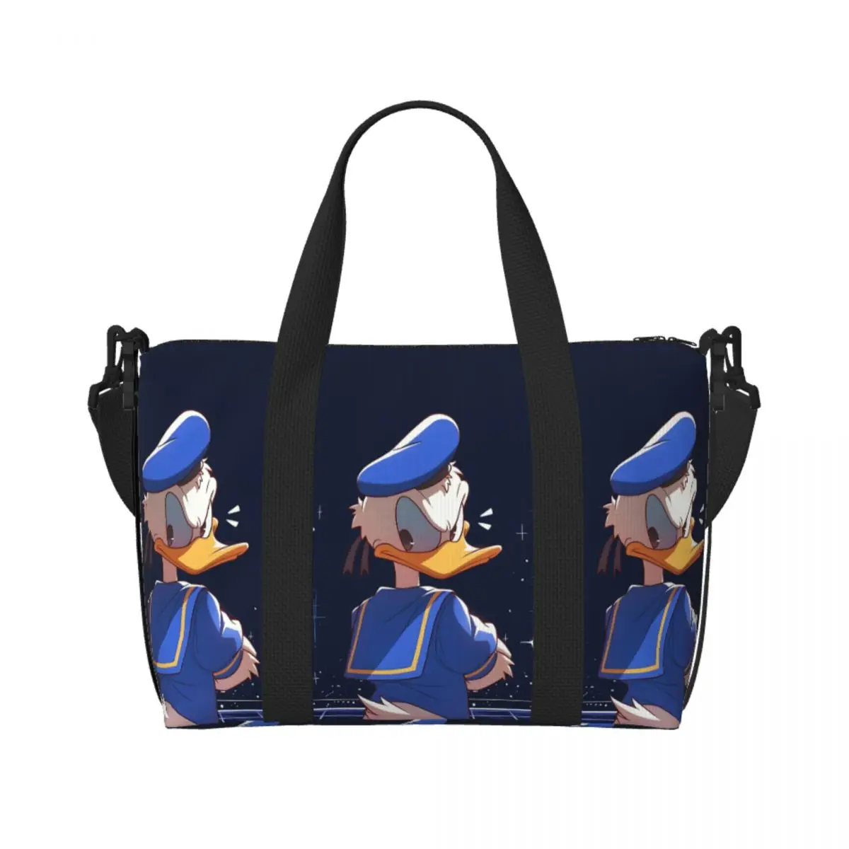 

Custom Large Funny Donald Duck Tote Bag Women Kawaii Cartoon Shoulder Shopping Beach Gym Travel Bag