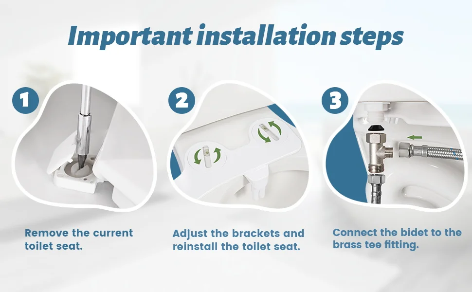 SAMODRA Knopf-Bidet – nicht elektrisch, selbstreinigende Doppeldüse (vorne und hintere Waschung), Süßwasser-Bidet, Toilettensitzaufsatz – Detail 5