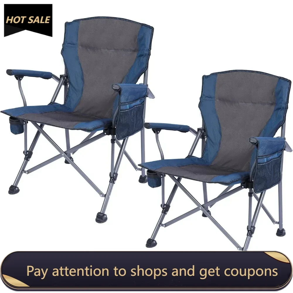 

Oversized Folding Camping Chair for Adults Heavy Duty 250/300/330lb，Sturdy Steel Frame Outdoor Camp Chairs Portable Lawn Chair