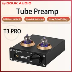 Douk Audio T3 PRO Mini MM RIAA Phono Turntable Preamp Line Level Amp HiFi Stereo RCA Valve Tube Desktop Preamplifier