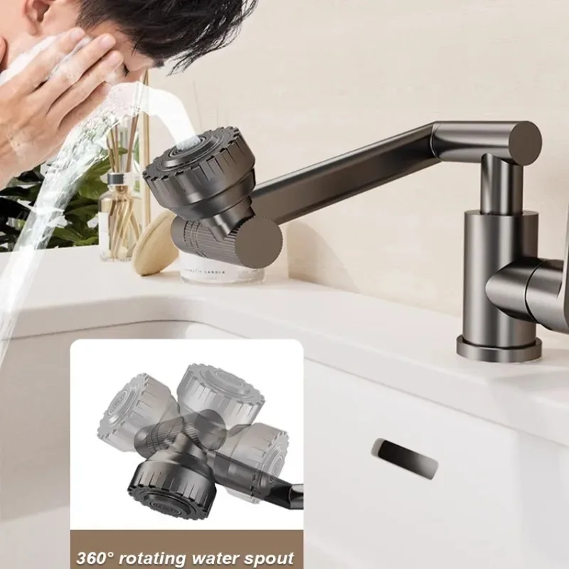 Universal Lucky Cat Basin Tap | Rotatable Hot Cold Bathroom Faucet with Aerator, Fit Most Countertop Wash