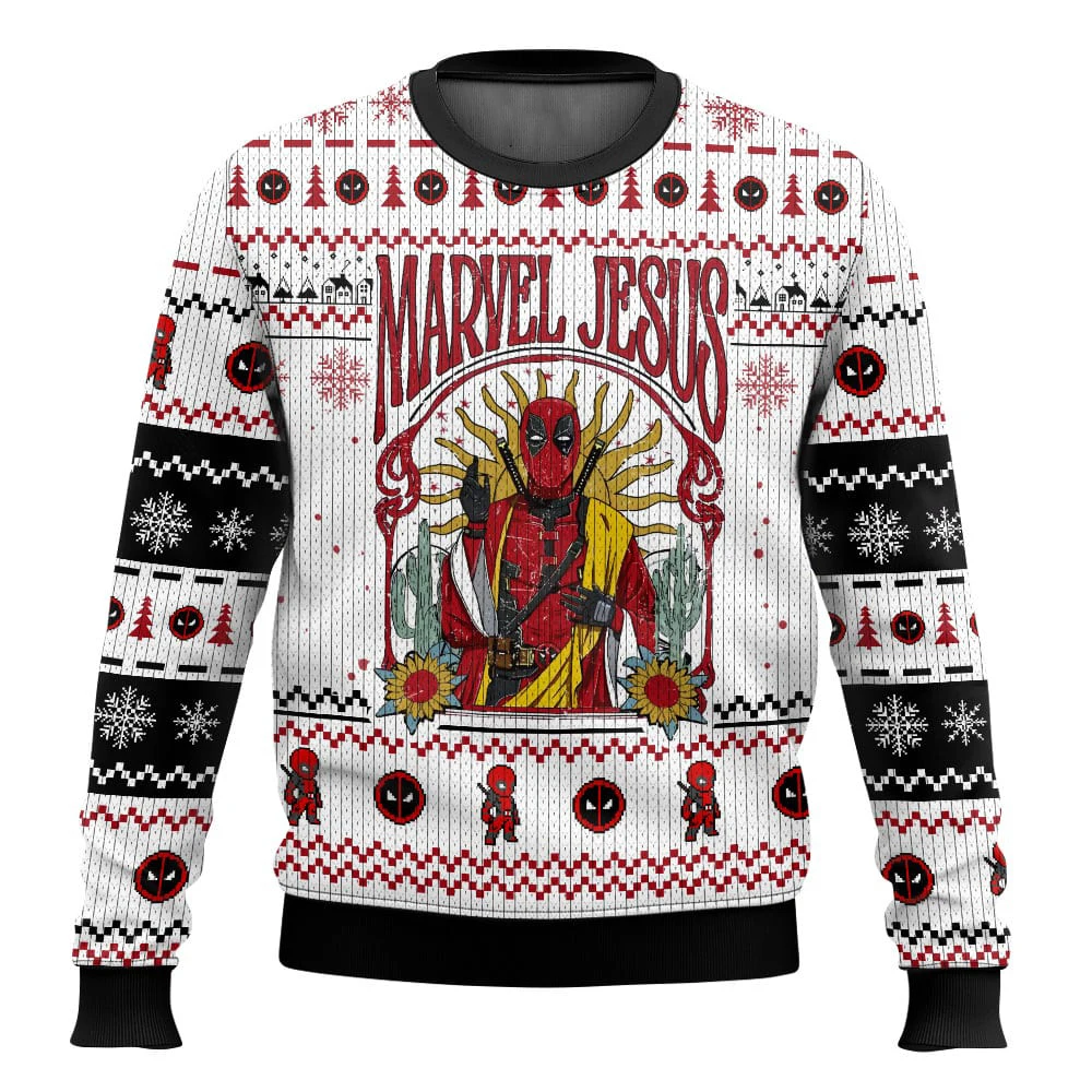 بلوفرات Marvel Deadpool للخريف والشتاء بطباعة ثلاثية الأبعاد لعيد الميلاد القبيح للرجال والنساء ملابس غير رسمية للحفلات الخارجية
