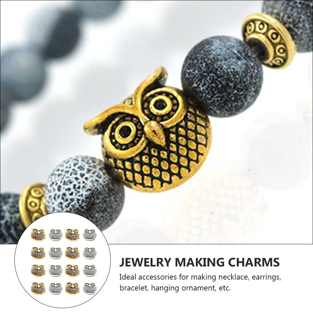 

30 шт., бусины-разделители с совой, свободные бусины из цинкового сплава, сделай сам, изготовление ювелирных изделий, подвески, разъемы, фурнитура для рукоделия, ожерелье, серьги, браслет