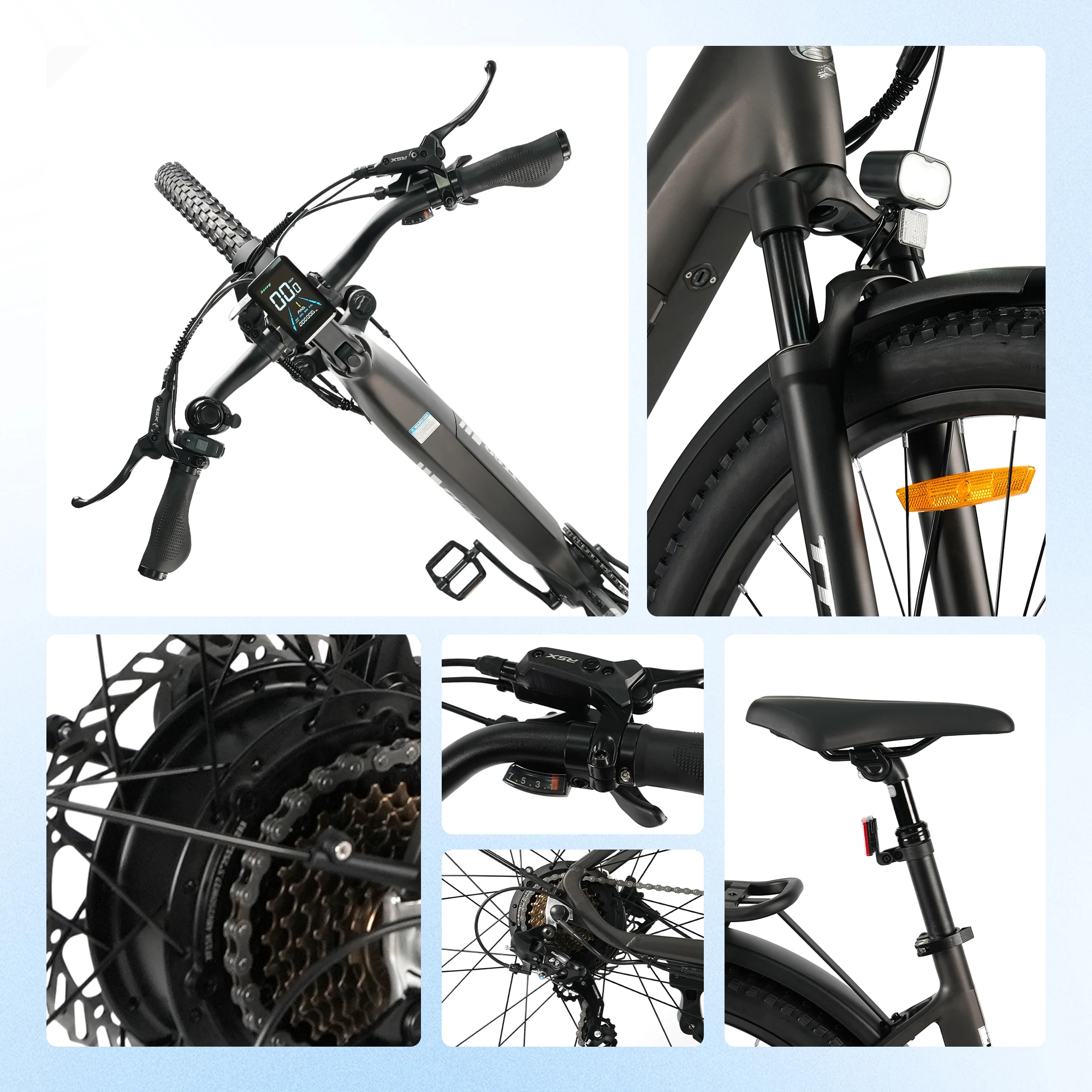 TTGO Z3 27,5 Zoll Erwachsenen-Elektrofahrrad 250W Motor 48V15Ah Akku City E-Bike 120 KM Reichweite Elektrofahrrad für Männer & Frauen – Detail 11