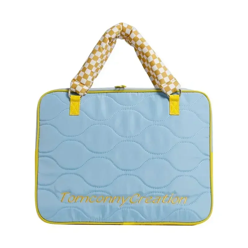 

Milk compress computer bag female 2024 new sea salt blue notebook portable shoulder bag cute student class