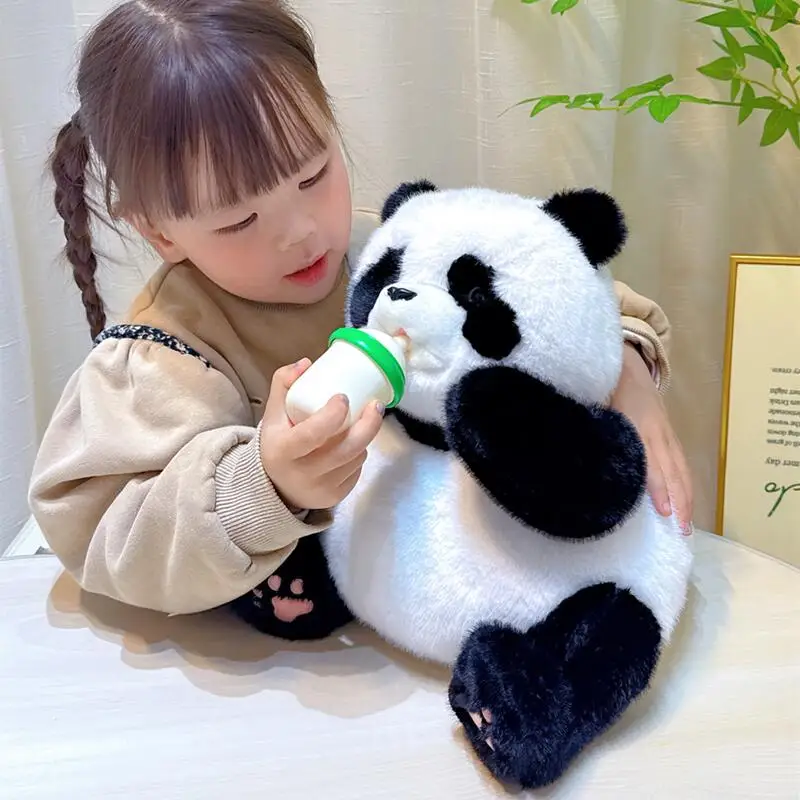 Juguetes de peluche de simulación Panda interactivo Huggy lindos mascotas eléctricas parpadean hablar juguetes esponjosos acompañados regalos de navidad para niños