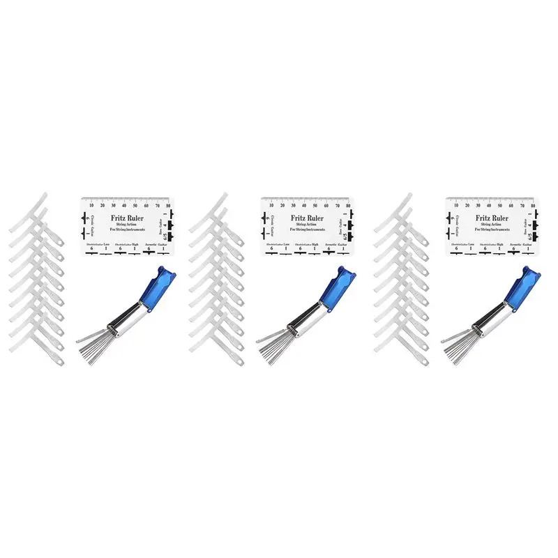 NALFI-27Pcs Understring Radius Gauge + String Action Ruler Gauge Tool + Guitar Bridge Saddle Nut Files Set Guitar Repair Tool