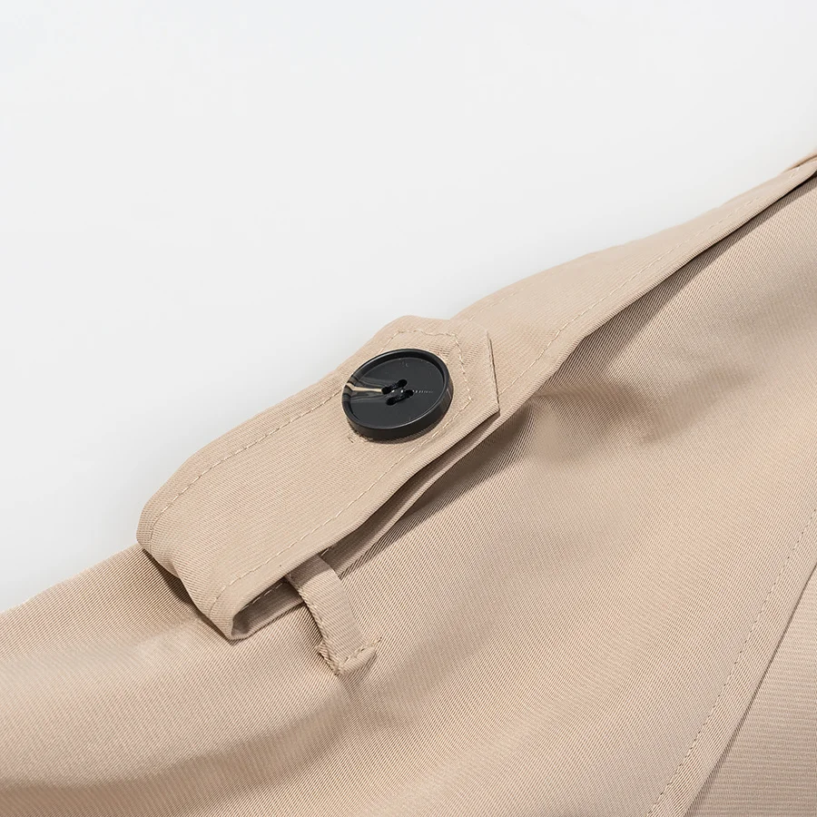 เสื้อโค้ทครอปทรงเทรนช์โค้ทสีกากี แขนยาว สไตล์ลำลอง คลาสสิก สำหรับผู้หญิง แฟชั่นฤดูใบไม้ร่วง 2025 เสื้อแจ็คเก็ต เสื้อคลุม