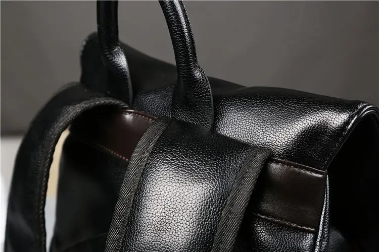 Reiserucksack mit Kordelzug für Herren, hochwertige PU-Leder-Rucksäcke für Herren, modisches Design, Rucksack, Schultasche, Softback – Detail 19