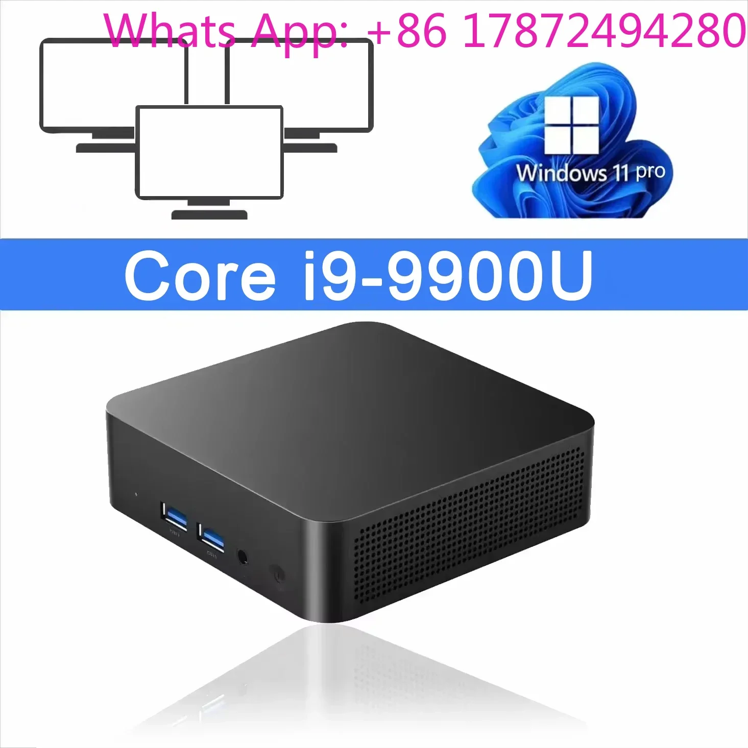 i9-9900U Mini PC 16GB DDR4 1TB/2TB SSD Win11 Portable Gaming Computer