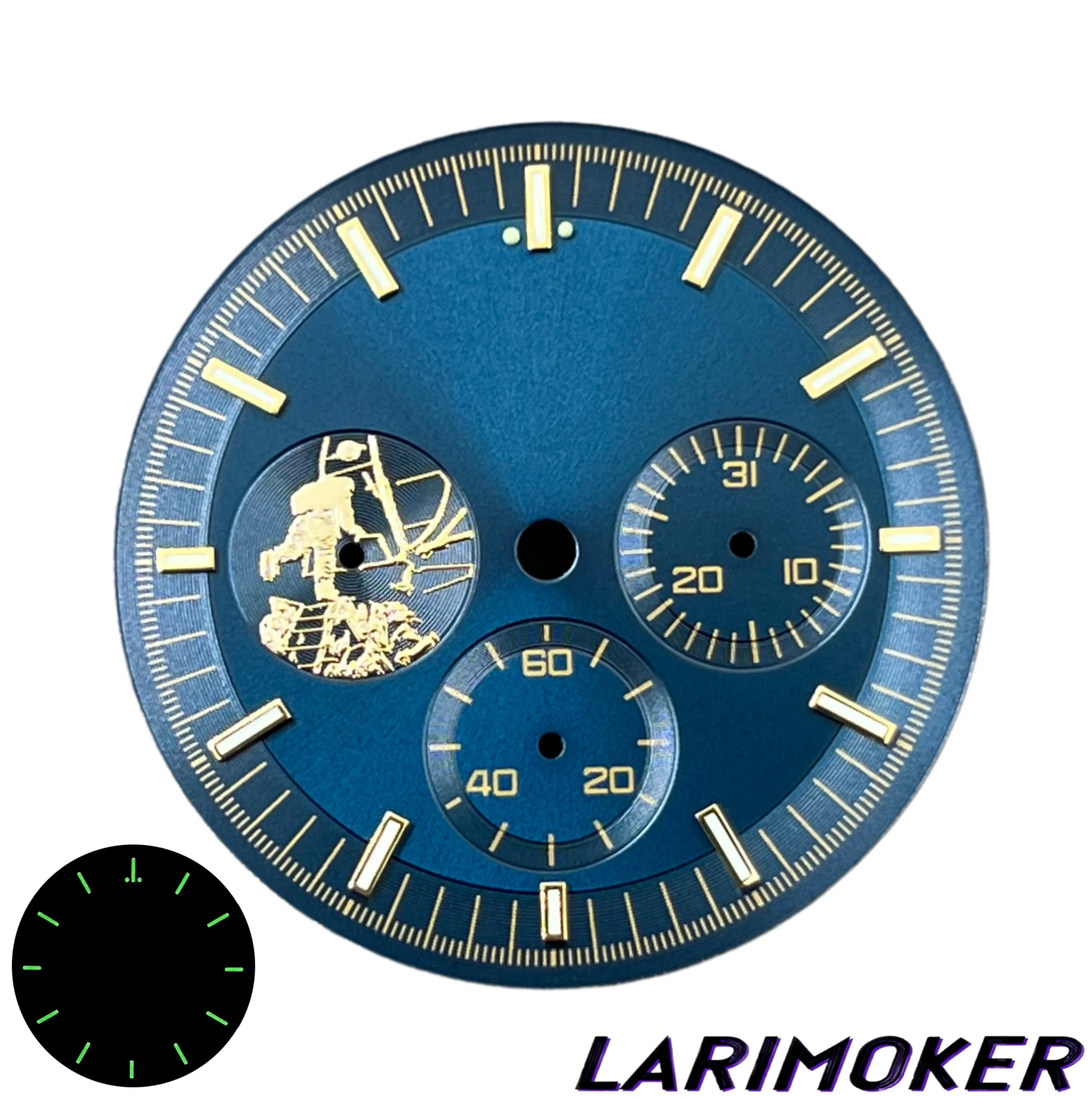 LARIMOKER Dong 31.5mm Watch Luminous Dial for Dong Movement 6 Hands Watch Parts Chronograph Face Modification Accessories