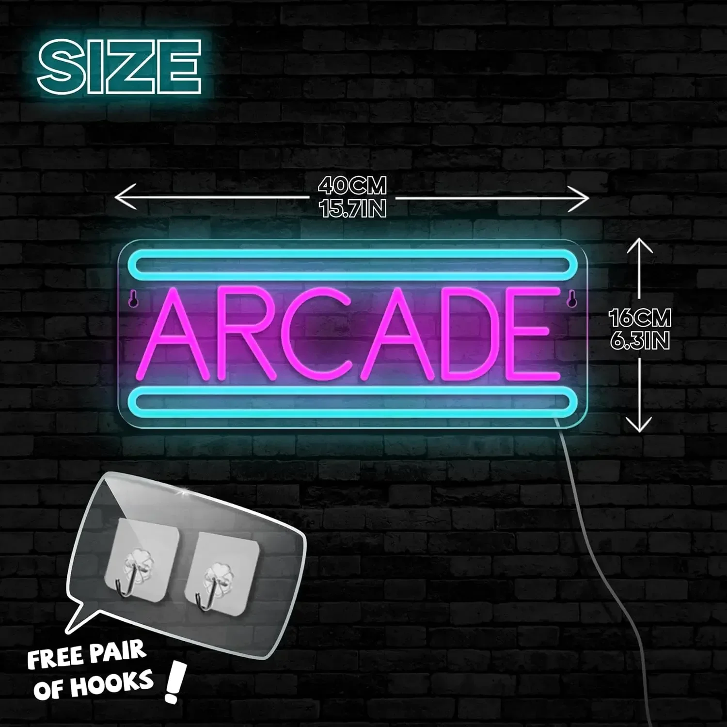 Arcade Neon Sign LED Wall Art USB Powered Acrylic Retro Game Glow Lamp Vintage Video Game Room Decor Man Cave Bar Hanging Light