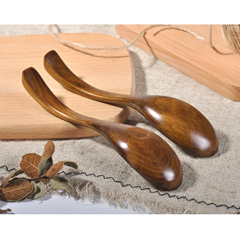 High Quality Natural Wood Spoon Fork Kitchen Spoon Forks Bamboo Kitchen Cooking Utensil Tools Soup-Teaspoon Tableware Hot Sell