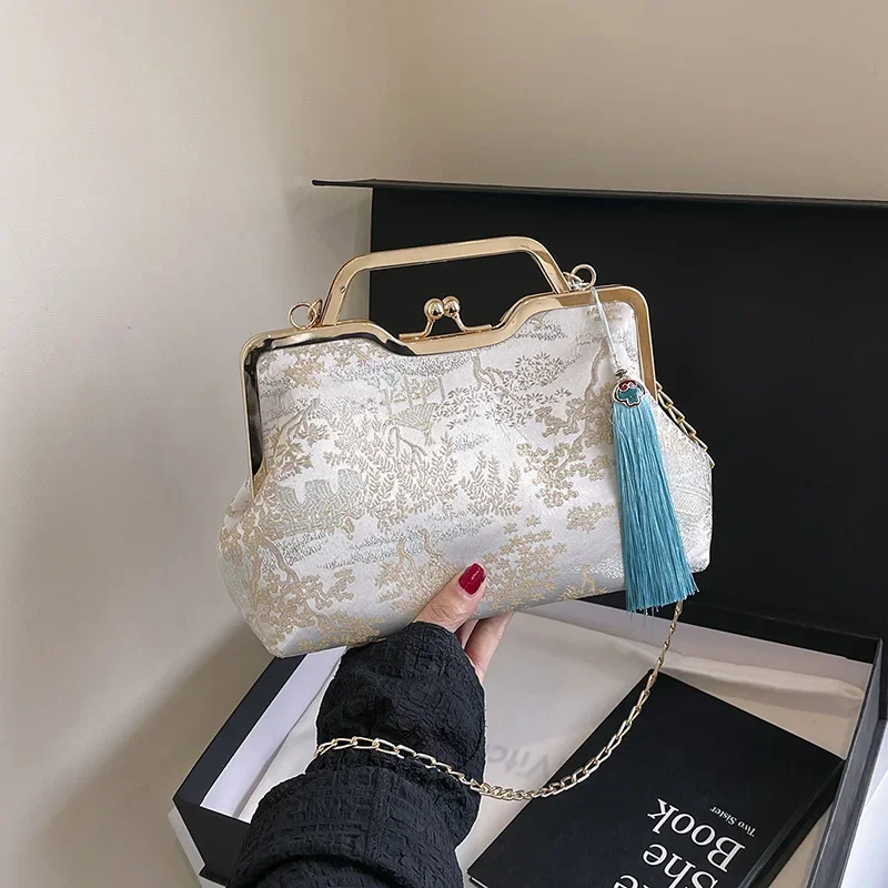 حقيبة شيونغسام، حقيبة ساعي محمولة باليد صينية مطرزة صينية، حقيبة عشاء لؤلؤية مخصصة #3