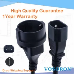 UPS PDU Power Extension Cord IEC 320 C14 Male To Schuko CEE7/3 European Female Adapter Cable 37cm