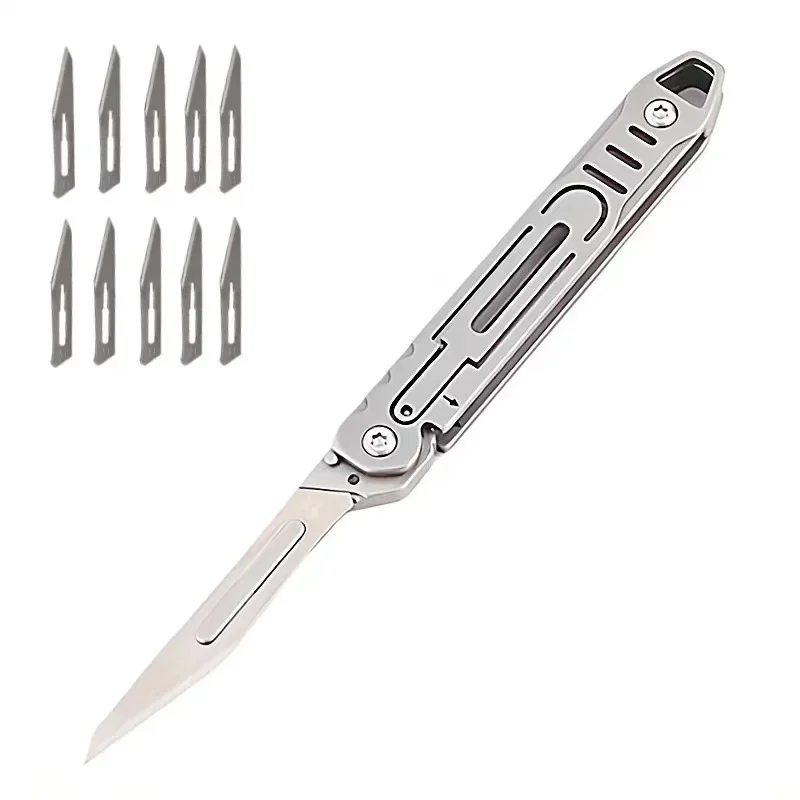 

New NO11 Replaceable Blade Surgical Knife Folding Knife Portable with 10 Free Blades for Home Office Tools